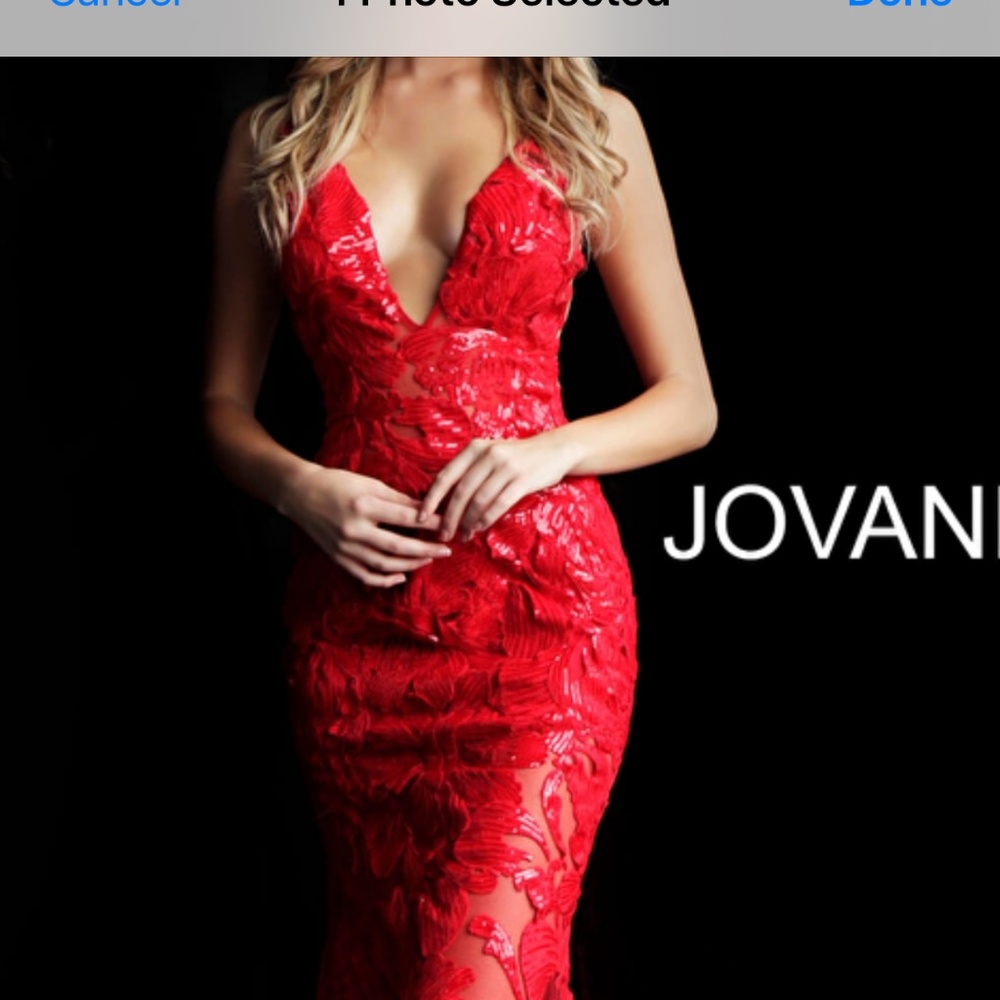 Jovani red mermaid with cutouts
